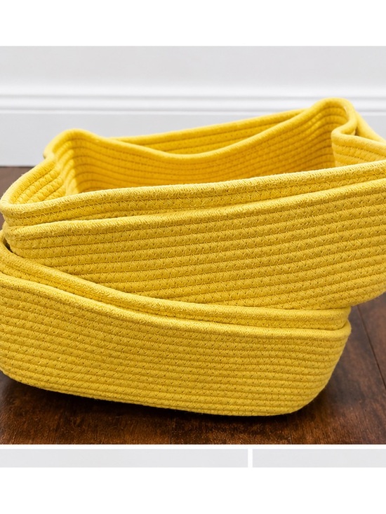 Unbranded Other - Yellow Woven Fabric Storage Basket - Home Organization